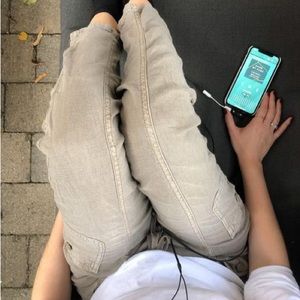 American Eagle Outfitters Olive Cargo Linen Blend Pant